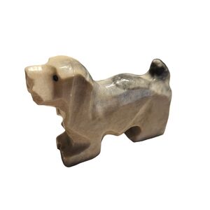 Vintage carved marble miniature dog figurine